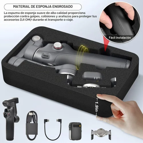 Vista 3 de Comecase Funda rígida para DJI Osmo Mobile 8, OM 7 Pro y OM 7, forro de Negro