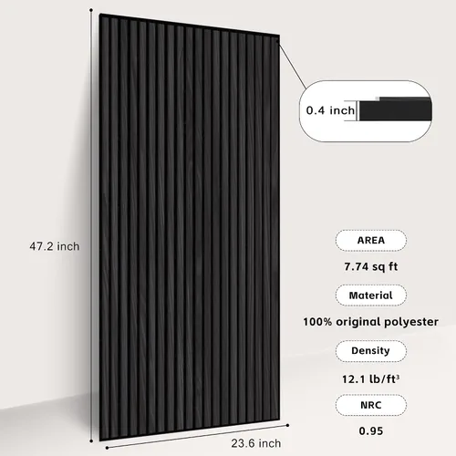 Vista 3 de WoveN SounD Slat Acousitc - Paneles de pared de 48 x 24 pulgadas, chapa de madera, decoración de pared a prueba de sonido, diseño autoadhesivo