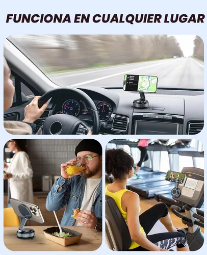 Vista 6 de Jononser Soporte de teléfono de succión para salpicadero/parabrisas de automóvil, soporte magnético ajustable de 360° para automóvil, soporte