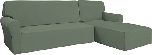 Vista 10 de Funda Easy-Going elástica para sofá modular, 2 piezas, en forma de L, para diván, para sala de estar, tela jacquard, con parte inferior elástica