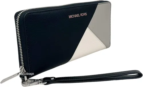 Vista 7 de Michael Kors Jet Set Travel - Pulsera continental grande con bloques de color, cuero multicolor, Negro Multi, Pulsera Continental