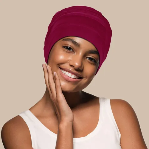 Vista 4 de Kisumthy 2 gorros de algodón holgados para quimioterapia, gorro de quimioterapia, sombreros de cáncer para mujeres con pérdida de cabello