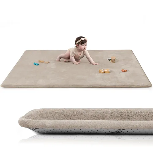 Vista 9 de Tapete de juego ultra suave para bebé, tapete redondo de espuma elástica de 1.3 pulgadas de grosor de 47 pulgadas para niños pequeños, parte trasera