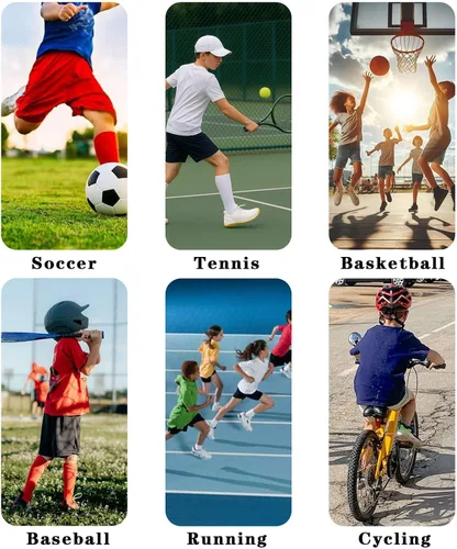 Vista 6 de Juego de 24 calcetines de fútbol con agarre juvenil con mangas de protección de espinilleras para niños y niñas 7-14 para fútbol y baloncesto