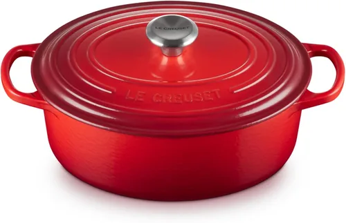Vista 40 de Le Creuset - Olla holandés redonda con tapa de cocina, hecha de hierro fundido esmaltado, 6.75 cuartos de galón, color alcachofa, colección signature