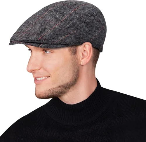 Vista 2 de IMMEE Double2cm 2 Pack Newsboy Cap for Men Adjustable Herringbone Tweed Wool Hats Blend Flat Cap Ivy Cabbie Driving Hat