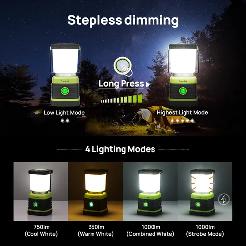 Vista 7 de Energizer Linternas LED recargables enchufables, luz de emergencia para el hogar (paquete de 3) + linterna LED de campamento, 1000 lm, 4 modos