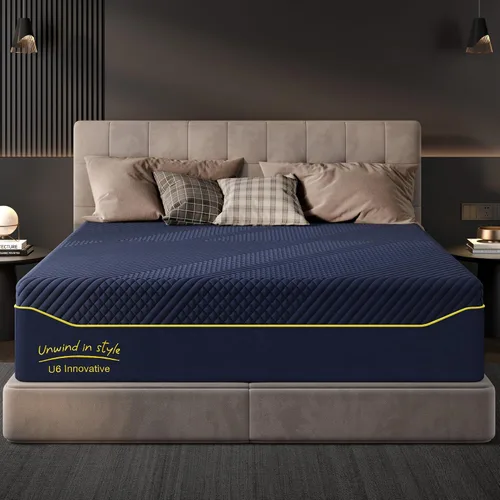 Vista 9 de Colchón negro matrimonial, colchón híbrido de 10 pulgadas tamaño matrimonial, firmeza media con espuma viscoelástica y resortes en bolsillo, funda
