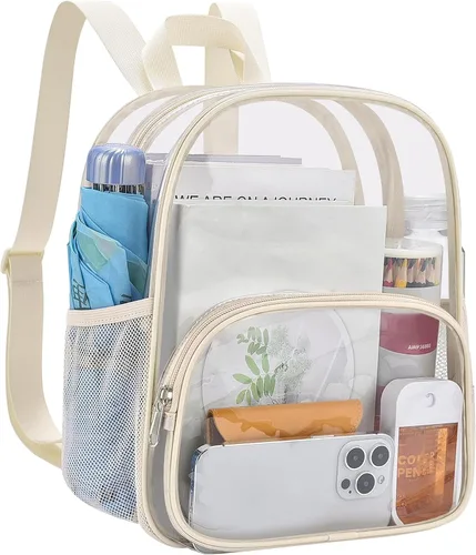 Vista 8 de USPECLARE Minimochila Transparente Aprobada para Estadio para Niños Pequeños y Niñas, Concierto, Festival, Eventos Deportivos, Aguamarina, Mediana