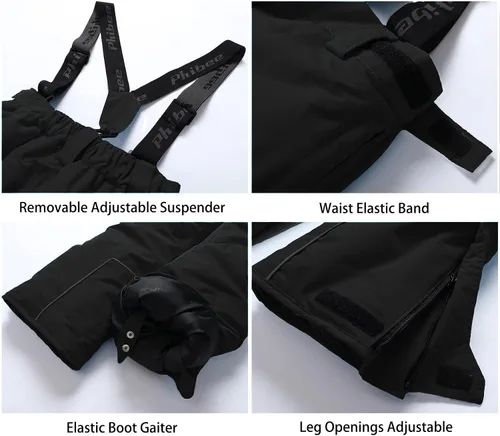Vista 3 de PHIBEE - Pantalones de esquí impermeables y transpirables de poliéster para niños.