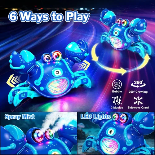 Vista 2 de Remote Control Crab Toy for Boys 4 Years Old, Cool Boys Gifts for Ages 4-7 Blue