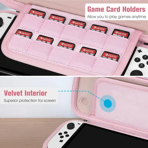 Vista 21 de Fintie Slim Carrying Case for Nintendo Switch OLED Model 2021/Switch 2017 - [Slim Fit] Shockproof Protective Travel Storage Bag with 10 Game