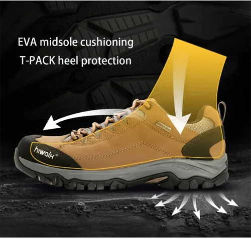 Vista 8 de HIWALK Zapatos de senderismo impermeables confort mediados tobillo montañismo zapatos transpirable ligero escalada camping trekking al aire libre