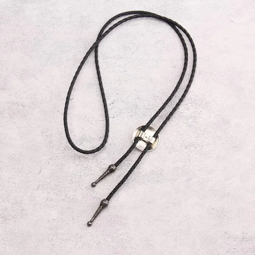 Vista 426 de Jeilwiy Corbata de bolo para hombre, corbata de vaquero occidental, collar de corbata de bolo dorado, corbata de cuero, corbata de Halloween