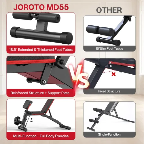 Vista 10 de JOROTO Adjustable Weight Bench, Leg & Back Extension, Preacher Curl Bench