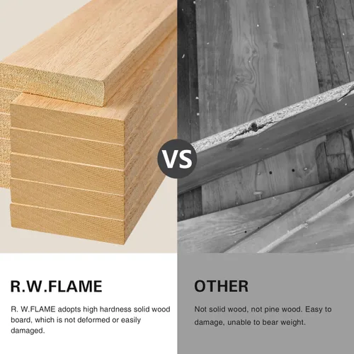 Vista 9 de R.W.FLAME Chimenea eléctrica con chimenea envolvente de madera, soporte de TV negro de 36 pulgadas con chimenea eléctrica independiente, control