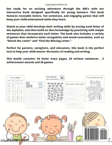 Vista 2 de Trace letters - handwritting workbook alphabet preschool and kindergarten practice book