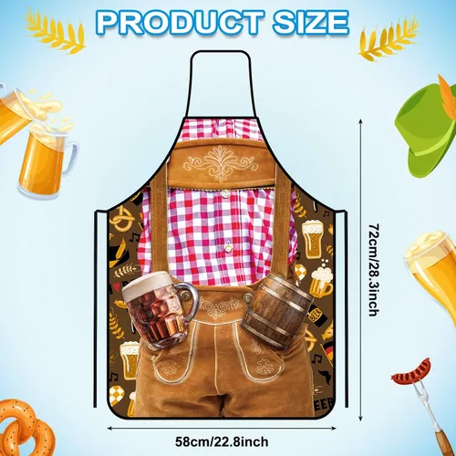 Vista 3 de Leumoi 6 delantales de Oktoberfest para fiesta alemana, delantal bávaro, novedad para mujeres y hombres, para cocinar, barbacoa, regalos de fiesta