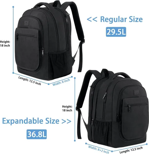 Vista 4 de Mochila para la escuela, mochila universitaria expandible de 15.6 pulgadas para niños y niñas, mochila de viaje antirrobo con puerto de carga USB