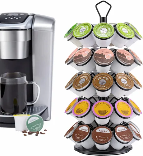 Vista 9 de K-Cup - Almacenamiento de cápsulas de café, soporte para cápsulas de carrusel, almacenamiento para cápsulas K (27 cápsulas-3 niveles)