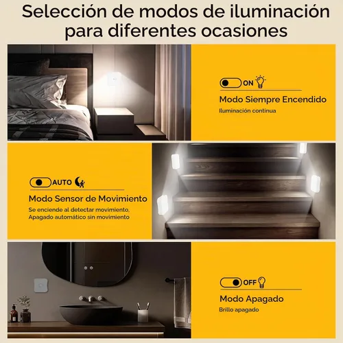 Vista 4 de Luz recargable con sensor de movimiento para interiores, luces de escalera recargables, lámpara de noche a batería, inalámbrica, se pega en Blanco