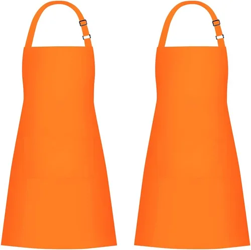 Vista 15 de Jubatus Paquete de 2 delantales 100% algodón con 2 bolsillos para cocinar, cocinero, delantal ajustable para mujeres y hombres, color beige