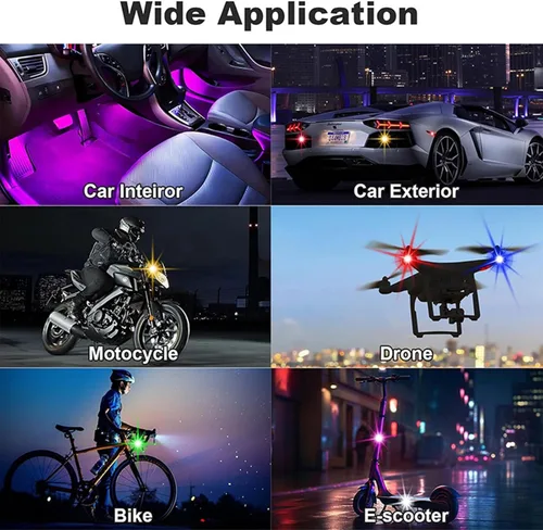Vista 2 de Flyant Luces estroboscópicas LED inalámbricas con control remoto, 8 colores, impermeable, anticolisión, USB, luz de advertencia, luces LED