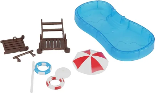 Vista 6 de Juego de decoración de casa de muñecas para piscina, accesorios de playa