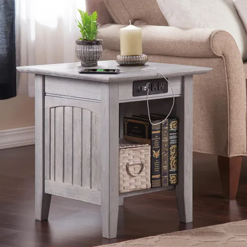 Vista 8 de Mesa Atlantic Furniture AH13312 Nantucket, mesa auxiliar, Madera, Driftwood