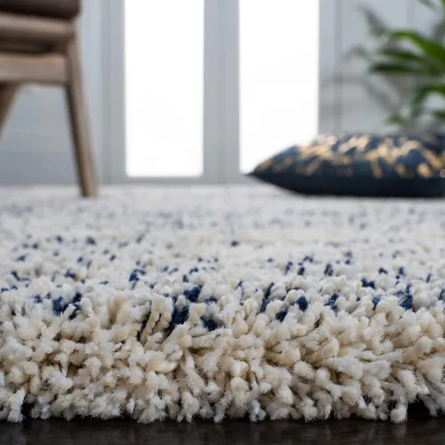 Vista 4 de SAFAVIEH Hudson Shag Collection - Alfombra decorativa de 2 x 3 pies, color marfil y azul marino, no desprende pelusa y de fácil cuidado, 2 pulgadas