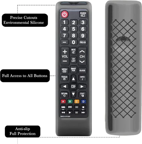 Vista 4 de Funda de silicona para control remoto de Samsung, funda de silicona para BN59-01199F Smart TV Control Skin Sleeve Negro