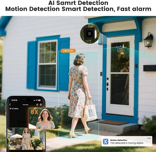 Vista 4 de Cámara de Ventana 3MP 2K, SpectraVivid Cámaras de Ventana con Visión Nocturna a Color AI para Seguridad del Hogar, WiFi 2.4G y 5G, Sirena