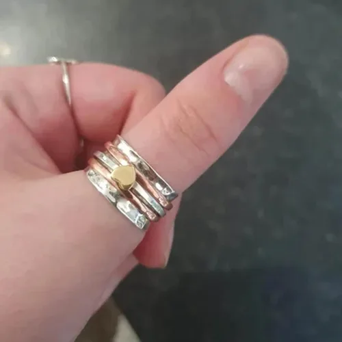 Vista 62 de Iumer - Anillo de zircón de dos piezas con incrustaciones de diamantes de imitación artificiales para mujer, talla 6-10.