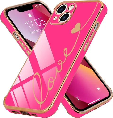 Vista 25 de LCHULLE Funda compatible con iPhone 12 para mujeres y niñas, bonito diseño de corazón de amor con enchapado de lujo, cubierta de TPU suave a prueba