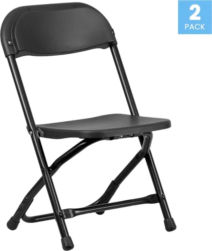Vista 4 de Flash Furniture Paquete de 2 sillas plegables de plástico negro para niños