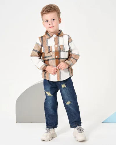 Vista 2 de Renotemy Conjunto de ropa para bebé niño y niño, conjunto de pantalones de mezclilla para otoño e invierno