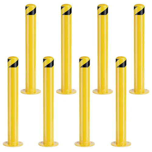Vista 10 de Safety Bollard, 36 Inch Height Bollard Post, 3 Inch Diameter, 6Pcs Parking Bollard, Yellow Powder Coated, Safety Parking Barrier Post, for Traffic
