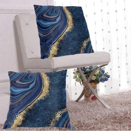 Vista 8 de Fiokroo Juego de 2 fundas de almohada con textura de mármol azul, fundas de almohada cuadradas para sofá, dormitorio, sala de estar, automóvil, 18 x