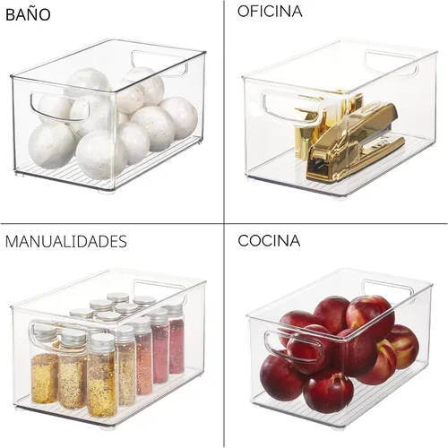 Vista 7 de iDesign - Contenedor apilable de plástico transparente, organizadores de cocina y almacenamiento para refrigerador y despensa Organizadores