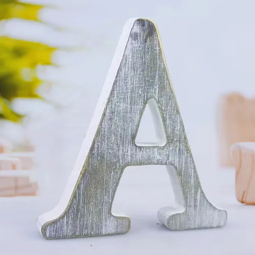 Vista 8 de Letras de madera rústica sin terminar de 8 pulgadas para decoración de pared, letras decorativas de pie en rodajas, decoración de tablero