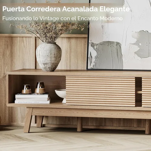 Vista 3 de TOLEAD Consola de TV de 59 pulgadas, consola multimedia moderna de mediados de siglo para TV de 55/60/65 pulgadas, soporte de TV de perfil bajo