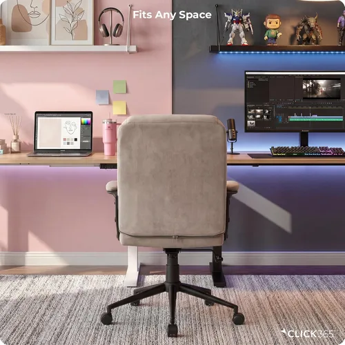 Vista 9 de Click365 Transform 1.0 Silla de oficina ergonómica, silla de escritorio con respaldo medio con brazos acolchados, soporte lumbar, altura ajustable
