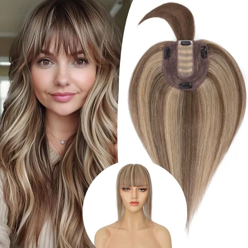 Vista 107 de Rich Choices Pelucas con topper de cabello para mujeres, cabello humano real 100% Remy, sin flequillo, para mujeres con adelgazamiento en la parte