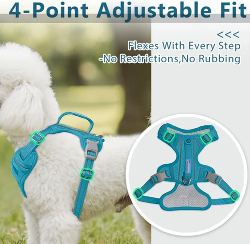 Vista 7 de BARKBAY Arnés Oxford sin tirones para perro con bolsillo para etiqueta de identificación, resistente, reflectante, fácil control para perros grandes