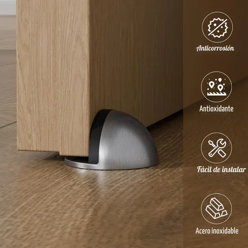 Vista 2 de Tope de puerta de suelo de media cúpula de acero inoxidable autoadhesivo con perforación sin goma, topes de puerta de suelo para dormitorio, sala