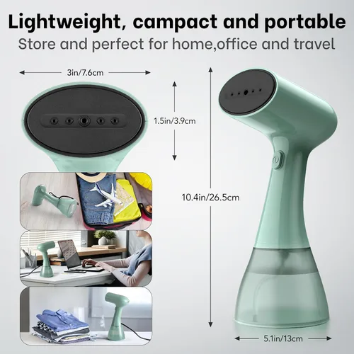 Vista 6 de GS01 - Vaporizador para ropa, vaporizador de mano con tanque de agua ultra grande de 13.5 fl oz, alta potencia de 1500 W, calentamiento rápido 20S