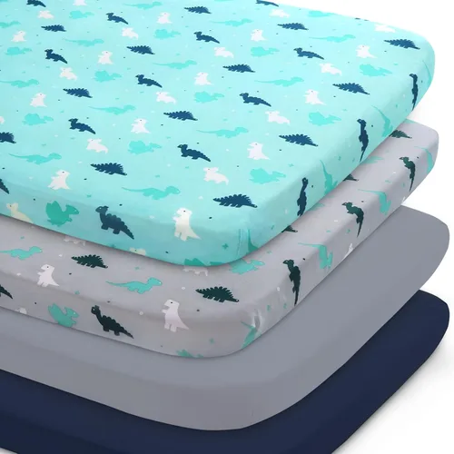 Vista 11 de Sábanas para moisés, paquete de 4 para bebés, sábanas para moisés Aqua + azul marino