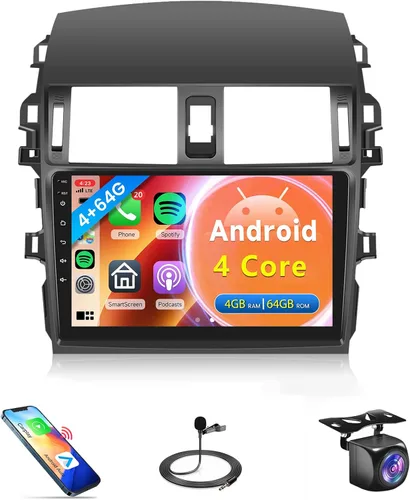 Vista 10 de Radio de coche Carplay 2G+64G para Toyota Corolla 2009 2010 2011 2012 2013, Rimoody estéreo de coche Android Android auto GPS WiFi pantalla táctil