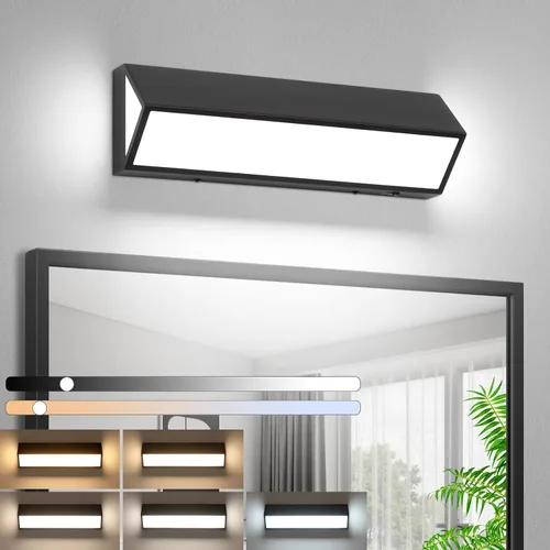 Vista 12 de Barra de luz LED moderna para tocador de baño (16 pulgadas, 5 CCT, regulable), accesorios de iluminación de pared de baño de acrílico moderno sobre
