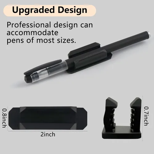 Vista 4 de Paquete de 10 soportes adhesivos para bolígrafos para escritorio, soporte de silicona para aula, accesorios para profesores y estudiantes, Negro